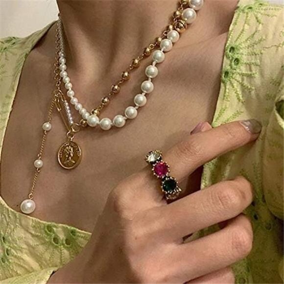 Small Gold Pearl Necklace Choker 3mm Handpicked Pearl 18K Gold Plated - Picture 6 of 8